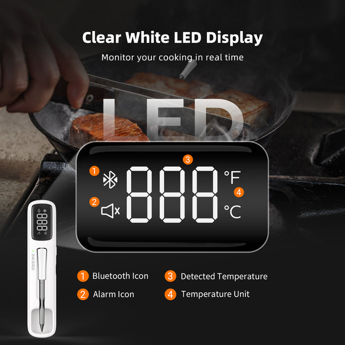 INKBIRD INT-11I-B Mini Wireless Meat Thermometer Bluetooth 305m Connection IP67 Waterproof