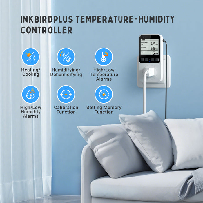 INKBIRDPLUS Temperature and Humidity Controller Heating Cooling Thermostat