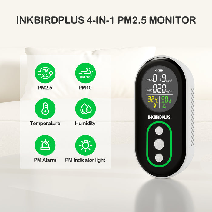 INKBIRDPLUS PM2.5 Indoor Air Quality Monitor Temperature Humidity Detector
