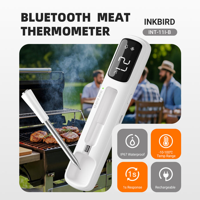 INKBIRD INT-11I-B Mini Wireless Meat Thermometer Bluetooth 305m Connection IP67 Waterproof