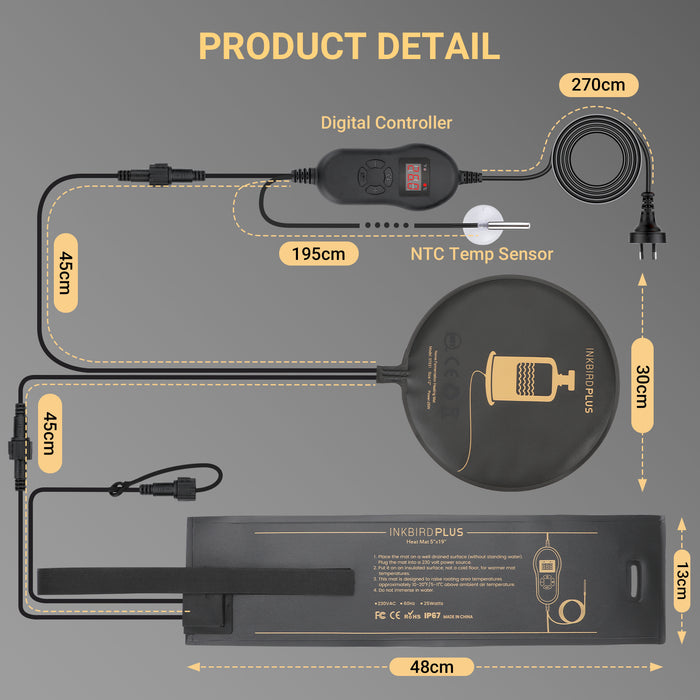 INKBIRDPLUS 2-in-1 Heat Mat Combo Daisy Chain Heating Mats with Temperature Controller