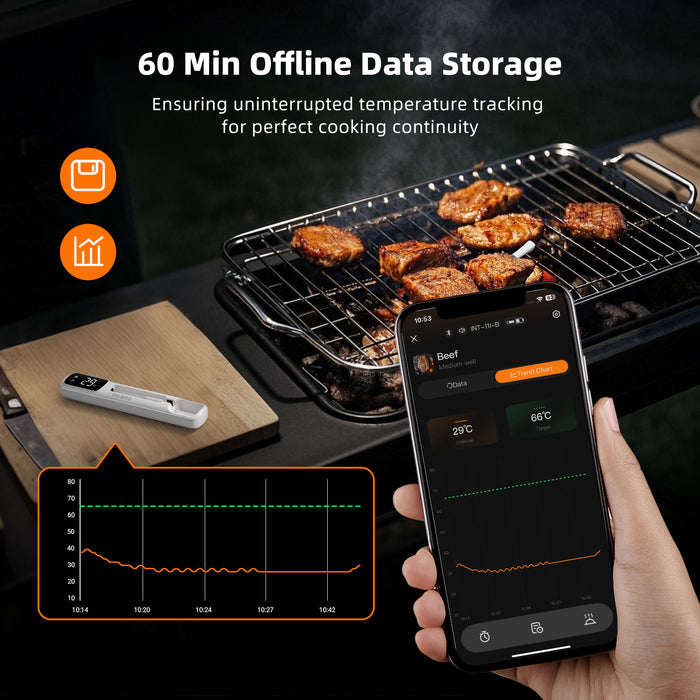 INKBIRD INT-11I-B Mini Wireless Meat Thermometer Bluetooth 305m Connection IP67 Waterproof