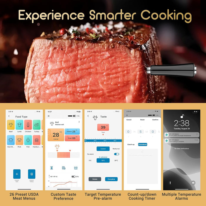 INKBIRD Wireless BBQ Thermometer INT-11P-B Bluetooth Wire-free Food Probe