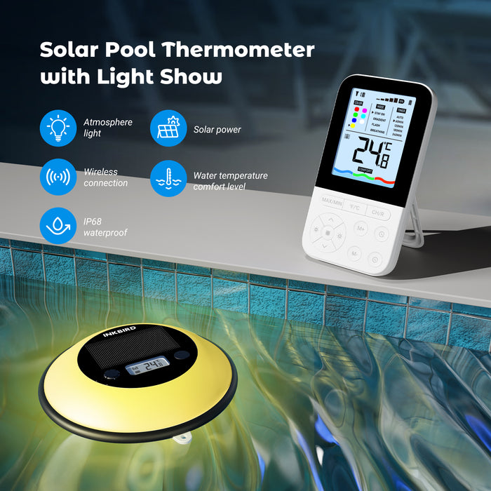 INKBIRD IBS-P05R Solar Powered Wireless Pool Thermometer with Ambient Light IP68 Waterproof