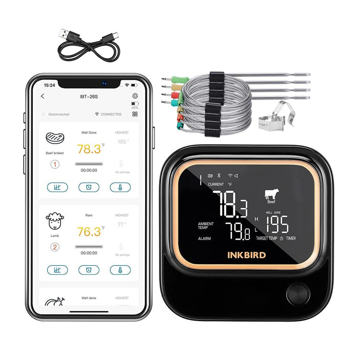 2.4GHz WiFi and Bluetooth BBQ Thermometer IBT-26S