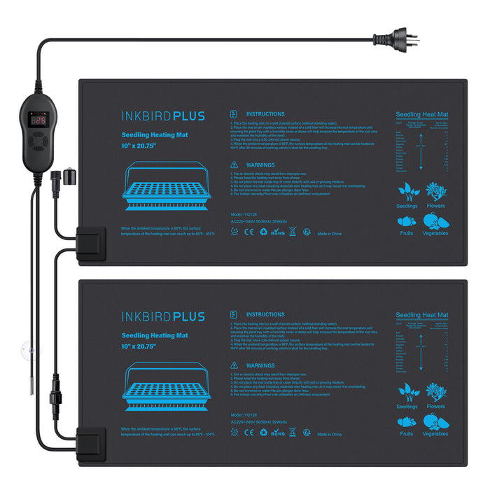 INKBIRDPLUS Seedling Heat Mat with Built-in Thermostat Tandem Heat Mat Combo