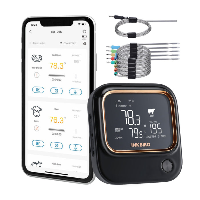 2.4GHz WiFi and Bluetooth BBQ Thermometer IBT-26S
