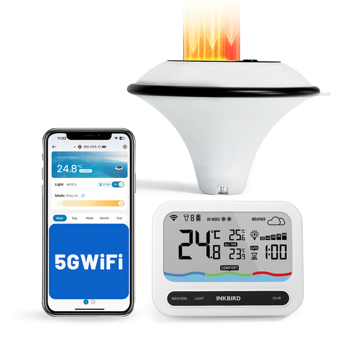 INKBIRD IBS-P05-W Solar Powered Pool Thermometer with 5G WiFi Gateway