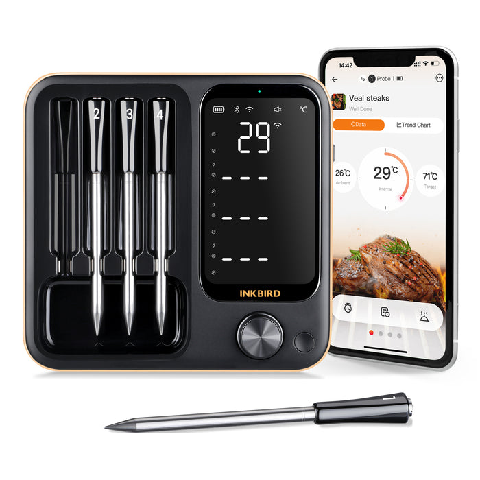 INKBIRD INT-14-BW Wifi & Bluetooth BBQ Thermometer 4-Probe