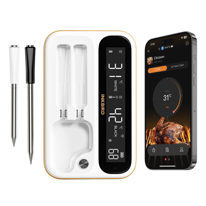 INKBIRD Wi-Fi Bluetooth Wirefree BBQ Thermometer INT-12I-BW