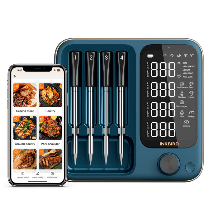 INKBIRD Tri-Mode Wire-free Wifi Bluetooth BBQ Thermometer INT-14S-BW