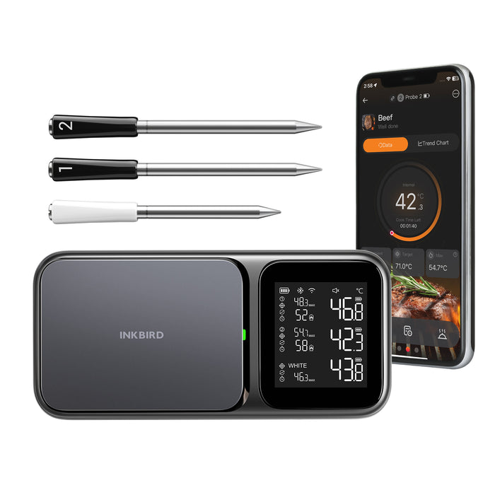 INKBIRD INT-33-BW  WiFi 5G and Bluetooth 5.4 BBQ Thermometer with 3 Multi-sensor Probes