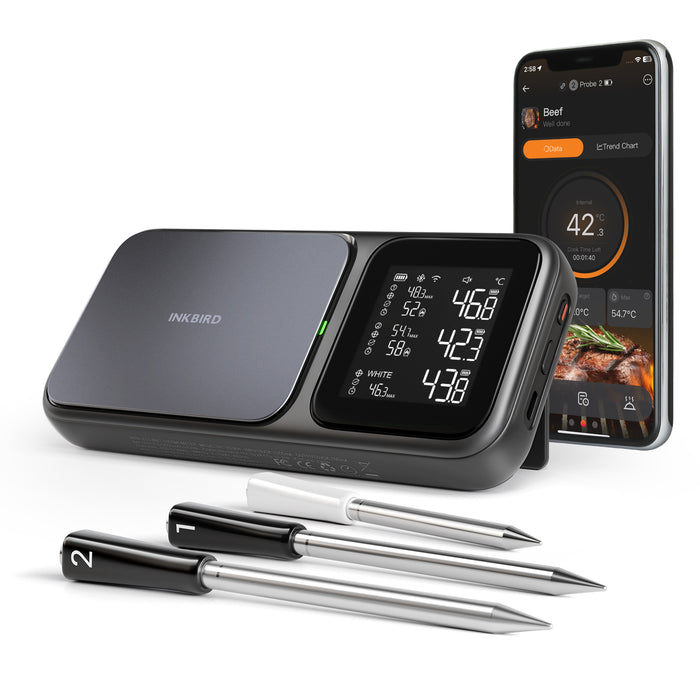 INKBIRD INT-33-BW  WiFi 5G and Bluetooth 5.4 BBQ Thermometer with 3 Multi-sensor Probes