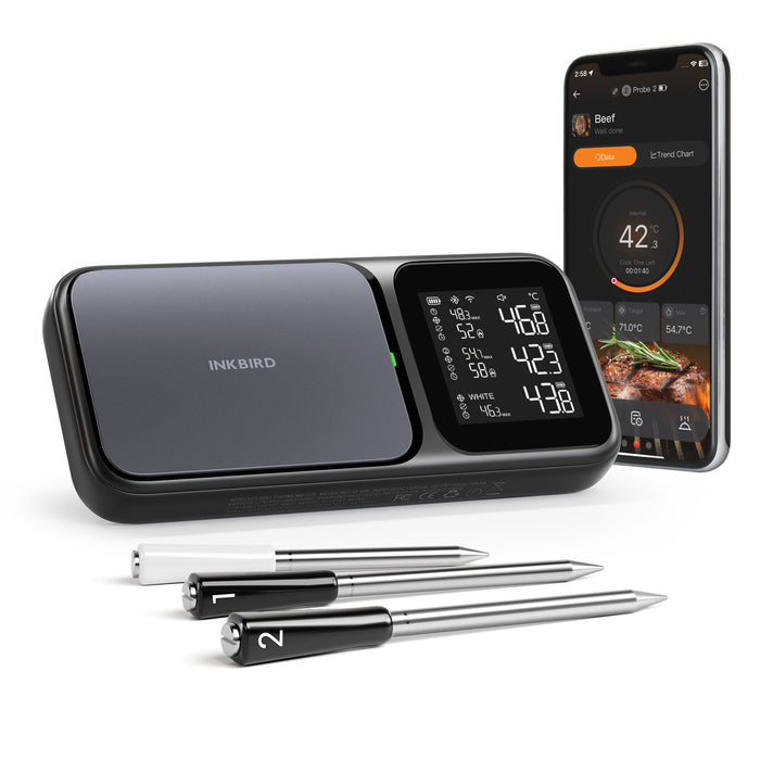 INKBIRD INT-33-BW  WiFi 5G and Bluetooth 5.4 BBQ Thermometer with 3 Multi-sensor Probes