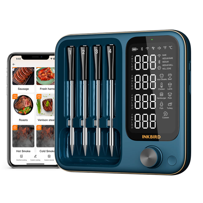 INKBIRD Tri-Mode Wire-free Wifi Bluetooth BBQ Thermometer INT-14S-BW