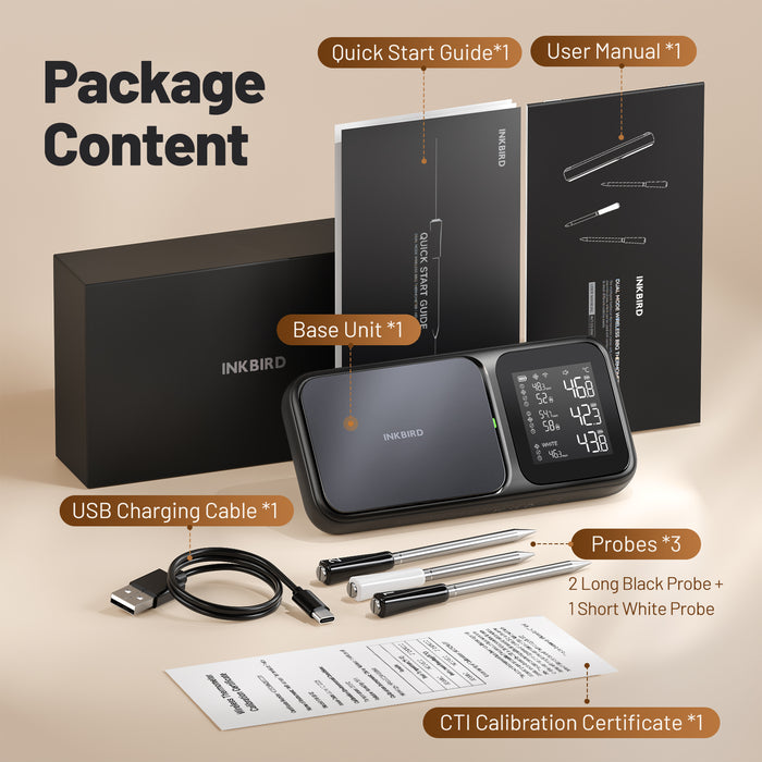 INKBIRD INT-33-BW  WiFi 5G and Bluetooth 5.4 BBQ Thermometer with 3 Multi-sensor Probes