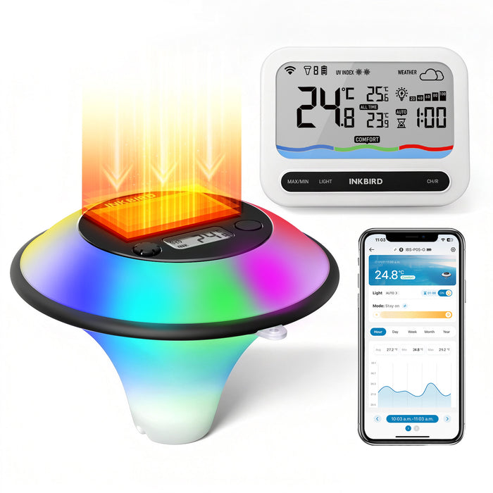 INKBIRD IBS-P05-W Solar Powered Pool Thermometer with 5G WiFi Gateway