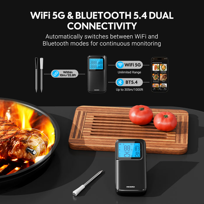INKBIRD INT-12E-BW Wireless 5G Wifi Bluetooth Multi-Sensor Meat Thermometer