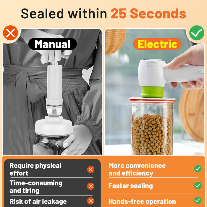 INKBIRD INK-KZ-90 Handheld Vacuum Sealer with 4 Mason Jar Lids