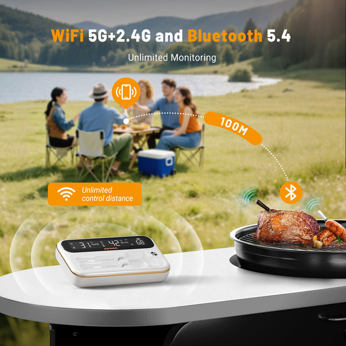 INKBIRD Wi-Fi Bluetooth Wirefree BBQ Thermometer INT-12I-BW