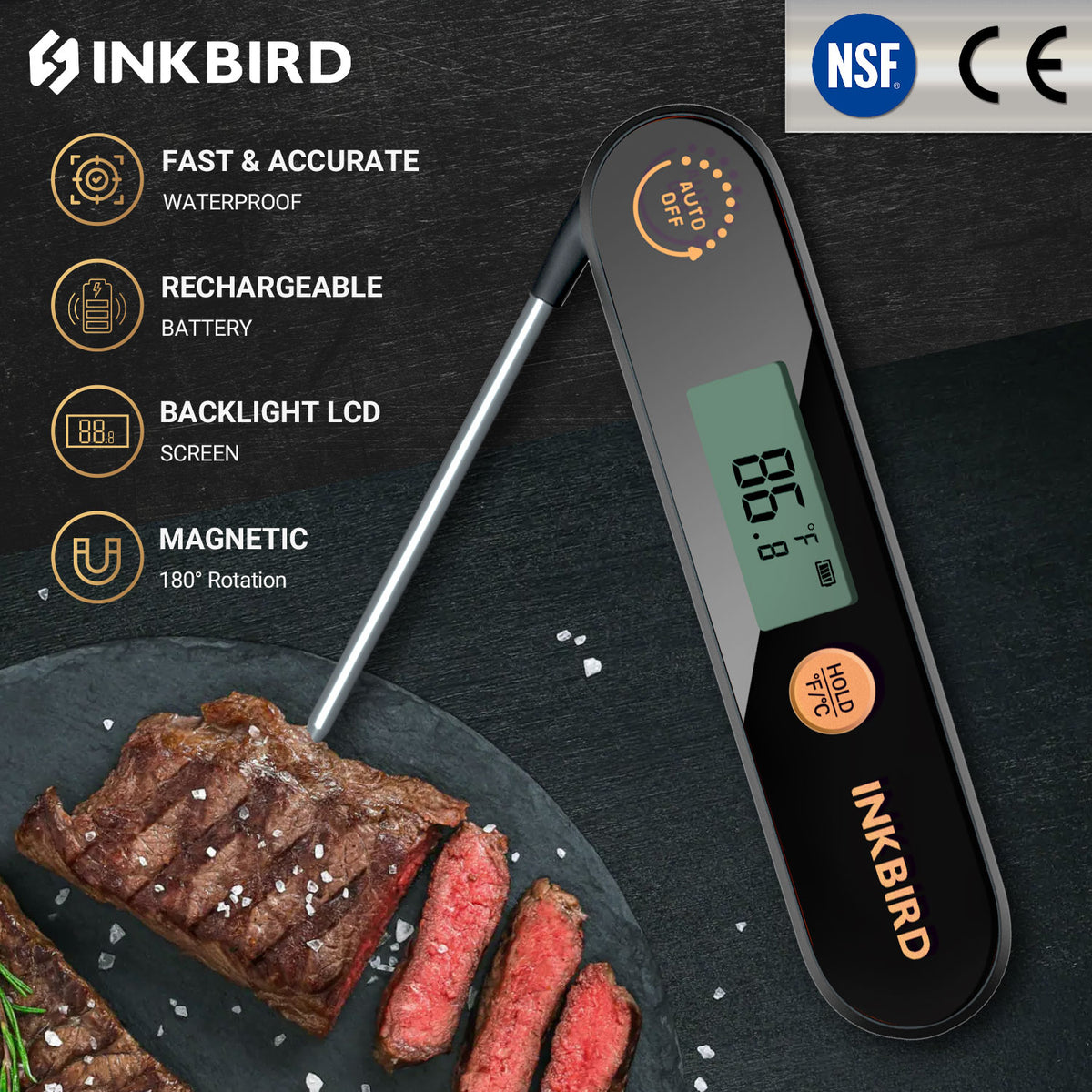 INKBIRD Digital Instant Read Meat Thermomete IHT-1X Foldable