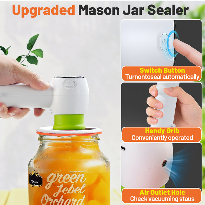 INKBIRD INK-KZ-90 Handheld Vacuum Sealer with 4 Mason Jar Lids