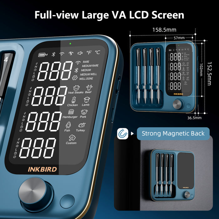 INKBIRD Tri-Mode Wire-free Wifi Bluetooth BBQ Thermometer INT-14S-BW