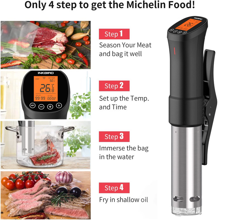 INKBIRD Wifi Sous Vide Slow Cooker Machine ISV-200W + Splashproof Storage Bag