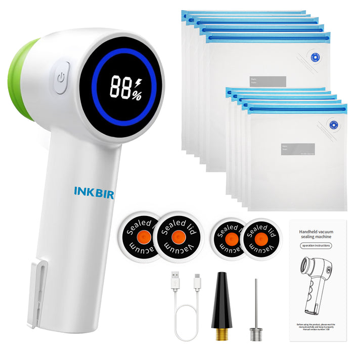 INKBIRD INK-KZ-90 Handheld Vacuum Sealer with 4 Mason Jar Lids
