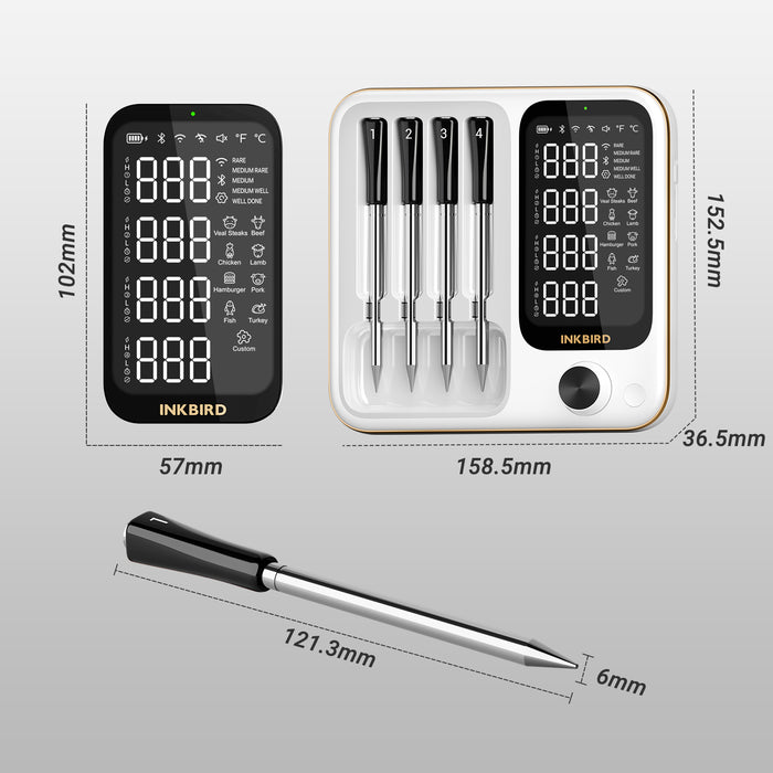 INKBIRD Wi-Fi Bluetooth Wirefree BBQ Thermometer INT-14I-BW