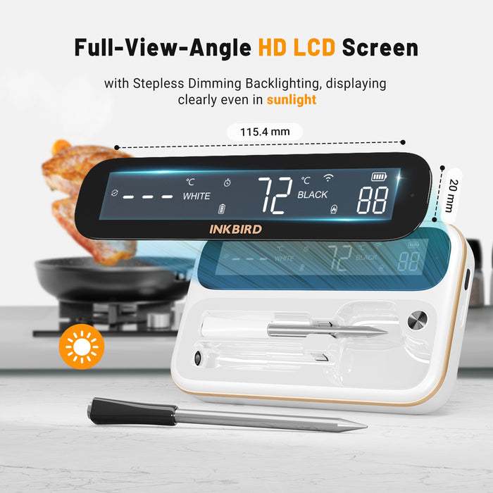 INKBIRD Wi-Fi Bluetooth Wirefree BBQ Thermometer INT-12I-BW