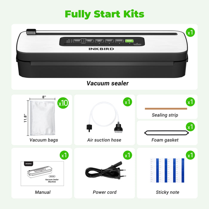 INKBIRD INK-VS05 Home Vacuum Sealer Machine with Overheat Protection System Built-in Cutter and Water Drip Tray