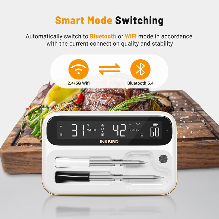 INKBIRD Wi-Fi Bluetooth Wirefree BBQ Thermometer INT-12I-BW