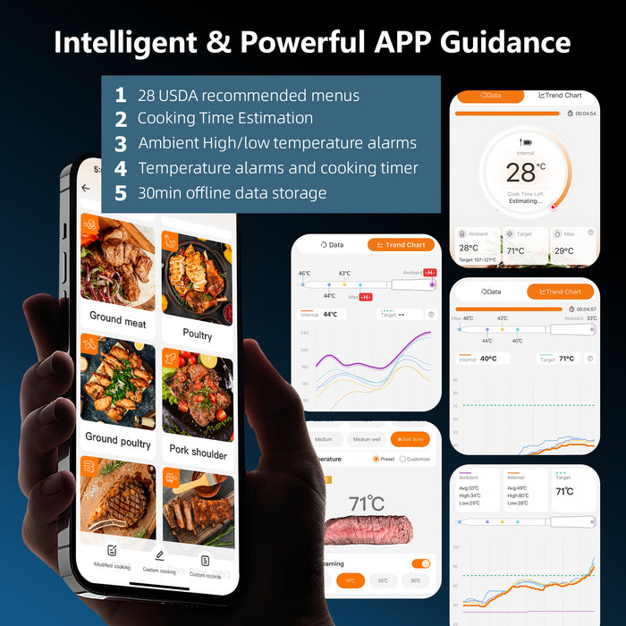 INKBIRD Tri-Mode Wire-free Wifi Bluetooth BBQ Thermometer INT-14S-BW
