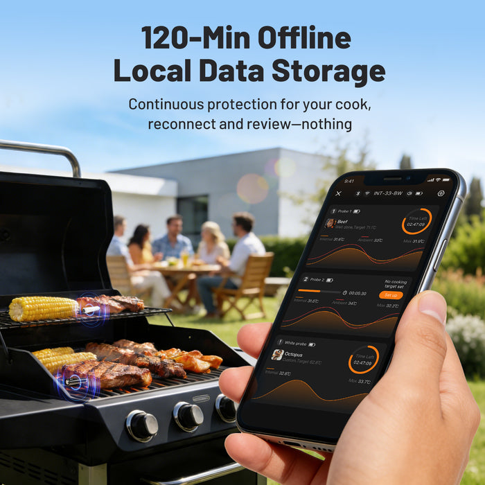 INKBIRD INT-33-BW  WiFi 5G and Bluetooth 5.4 BBQ Thermometer with 3 Multi-sensor Probes