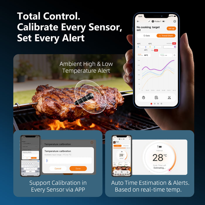 INKBIRD Tri-Mode Wire-free Wifi Bluetooth BBQ Thermometer INT-14S-BW