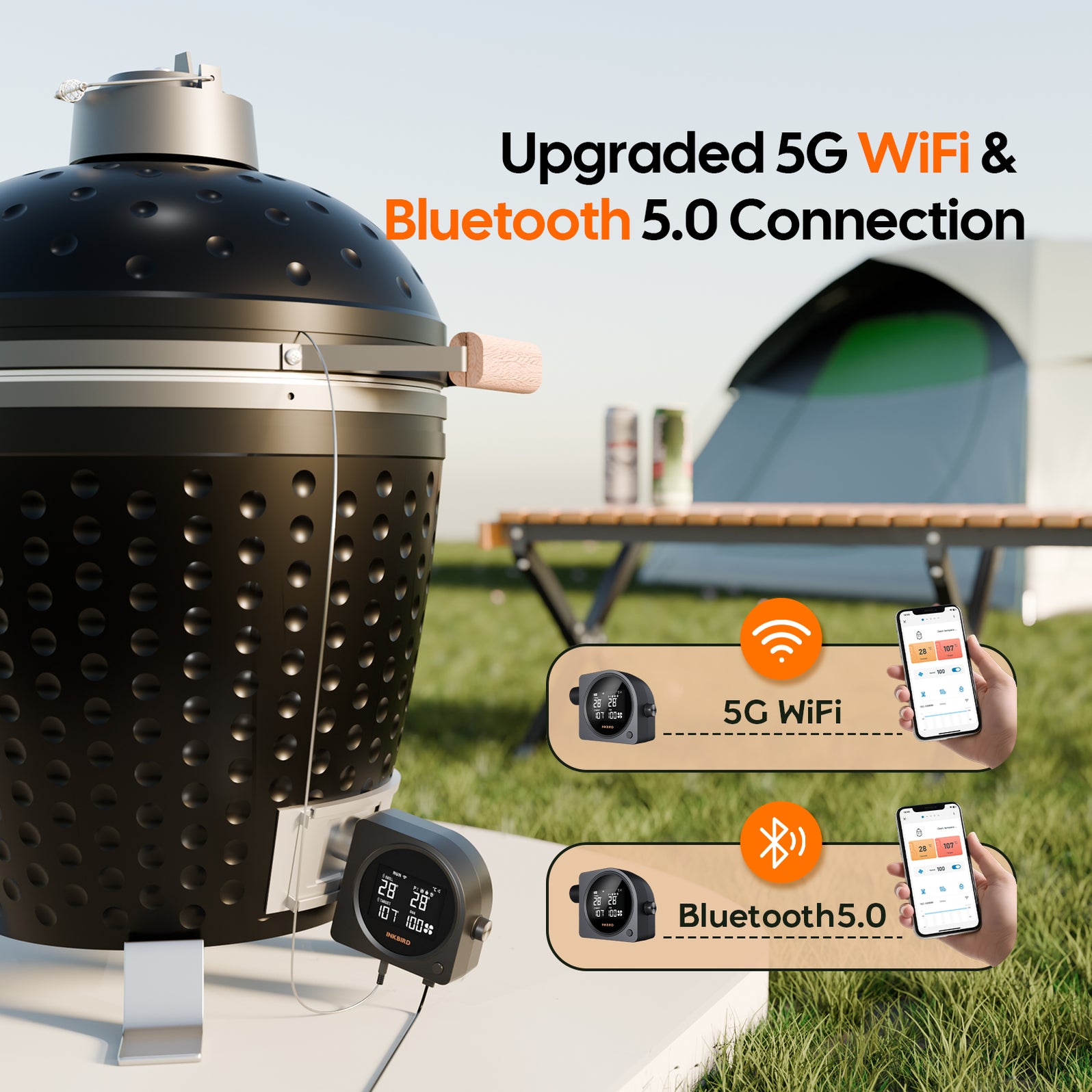 INKBIRD ISC-028-BW Wi-Fi 5G and Bluetooth Grill Temperature Controller ...