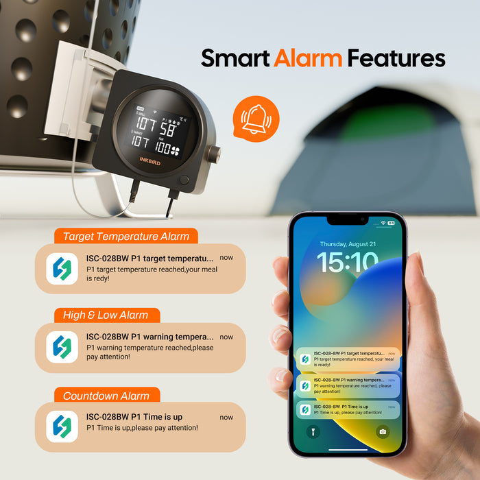 INKBIRD ISC-028-BW Wi-Fi 5G and Bluetooth Grill Temperature Controller with 5 Probes
