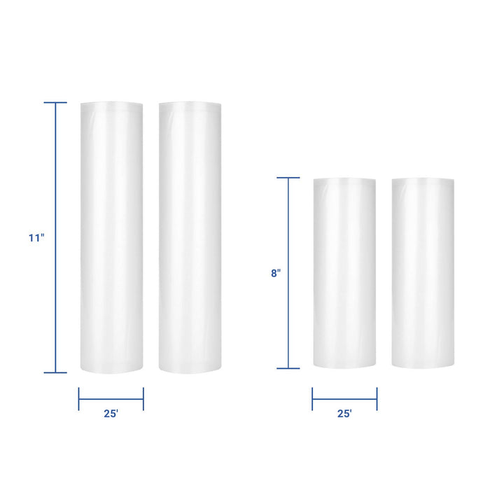 Inkbird 4 Rolls Vacuum Sealer Bags, 11" x 25' 2 Rolls & 8" x 25' 2 Rolls Vacuum Sealer Rolls for Food Saver,