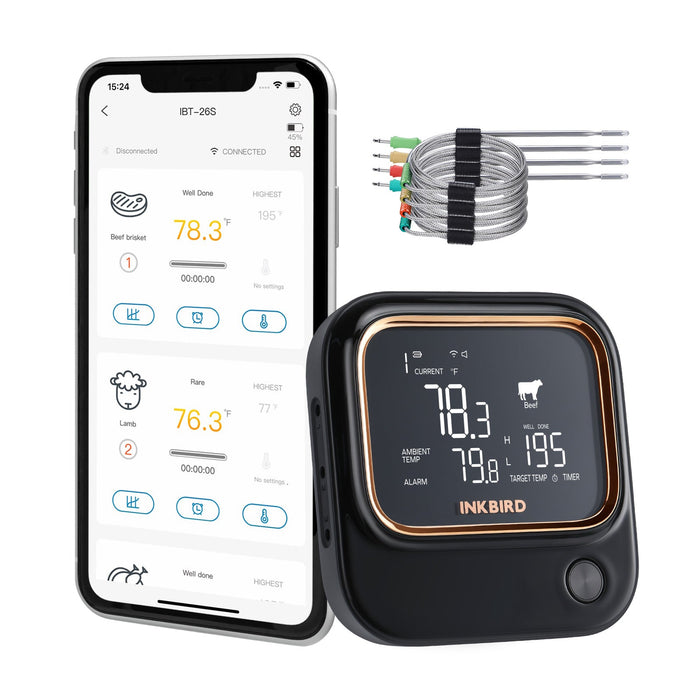 2.4GHz WiFi and Bluetooth BBQ Thermometer IBT-26S