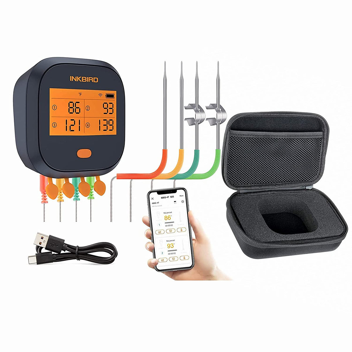 WiFi Grill Thermometer IBBQ-4T With Portable Case — INKBIRD AUSTRALIA