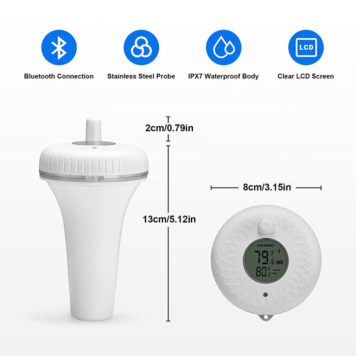 Inkbird Bluetooth Swimming Pool Thermometer, IBS-P01B Floating Thermometer, IPX7 Waterproof, 2 Years Historical Data Storage, for Swimming Pool, Fish Pond, Aquarium, Hot Tub Inkbird Bluetooth Swimming Pool Thermometer, IBS-P01B Floating Thermometer, IPX7 Waterproof, 2 Years Historical Data Storage, for Swimming Pool, Fish Pond, Aquarium, Hot Tub