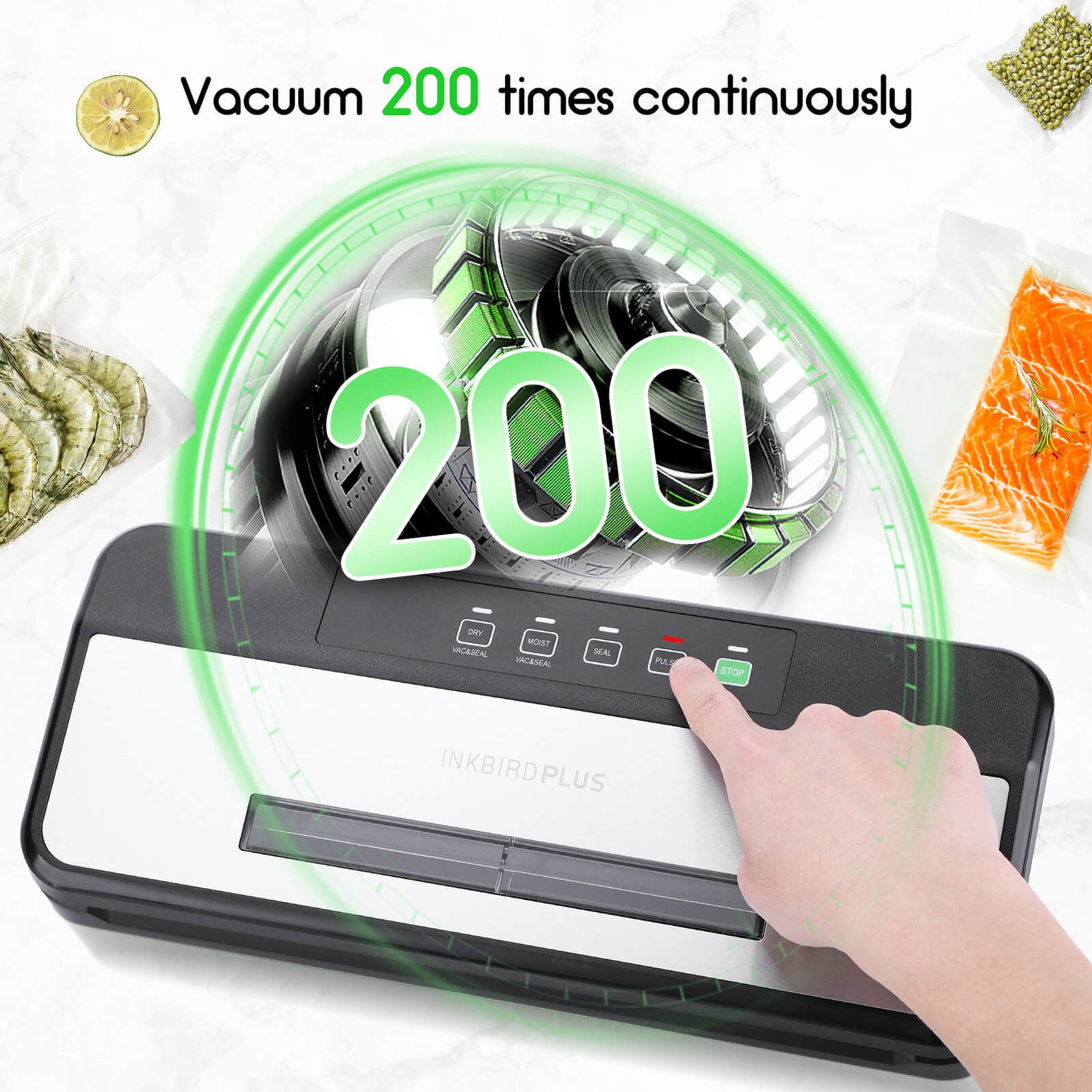 INKBIRD Sealing-Time Countdown& Viewable Window Vacuum Sealer Machine ...